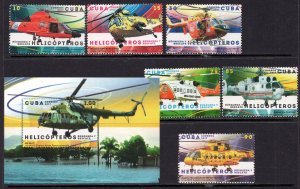 CUBA 2017 - Helicopters - MNH Set + Souvenir Sheet