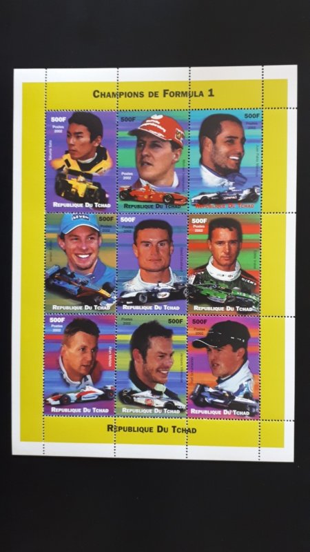 Champions of Formula 1 - Chad 2002. - Full sheet perforated ** MNH