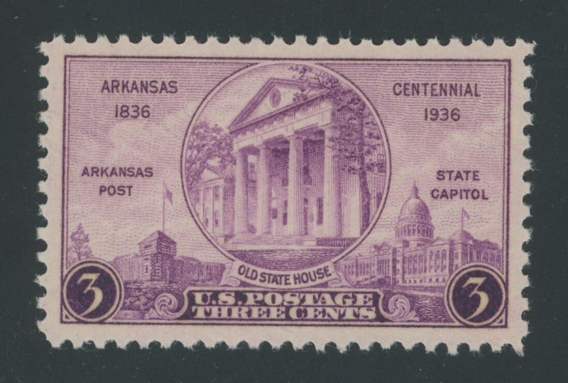 USA 782 - 3 cent Arkansas Centennial Issue - XF/Superb Mint OGnh