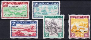 Guernsey - Sark 1962 Europa History Landscapes 5 st.  MNH Private