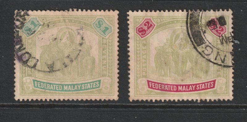 Federated Malay States x 2 used?? $1 & $2 elephants