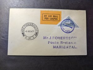 1931 Dutch SWA Airmail Internal First Flight Cover FFC Keetmanshoop to Mariental