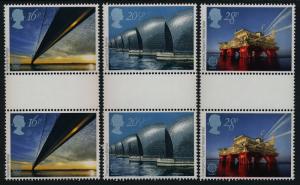 Great Britain 1019-21 gutter pairs MNH Oil Rig, Bridge, Thames Flood Barrier