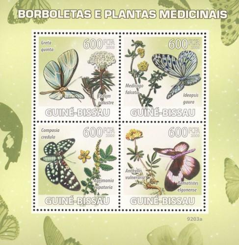 GUINEA BISSAU 2009 SHEET BUTTERFLIES MEDICAL PLANTS INSECTS