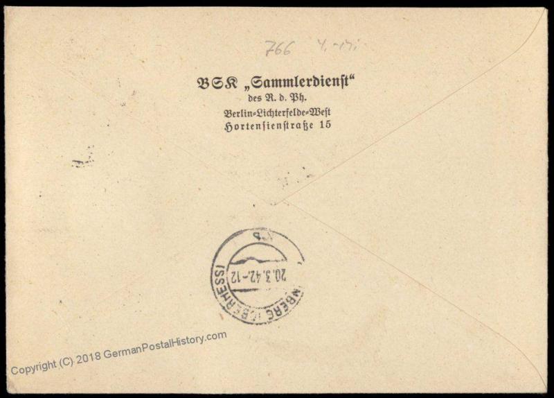 Germany 1942 Berlin Gruenberg 42pf Rate Registered Cover 63655