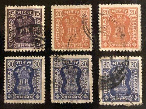 India Sccott#O202, O203, O205 F/VF Used  Cat. $9.95