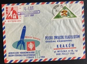 1962 Nowy Targ Poland First Day Cover FDC To Krakow Special Rocket Flight