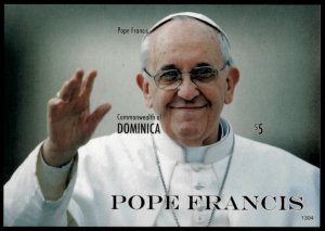 Dominica 2013 - Pope Francis - IMPERF Souvenir Stamp Sheet - Scott #2794 - MNH