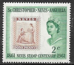 ST. KITTS NEVIS 1961 2c Nevis Stamp Anniversary Issue Sc 139 MNH