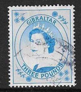 GIBRALTAR SG870 1999 £3  BRIGHT BLUE  DIFINITIVE  FINE USED