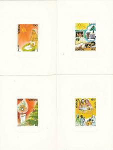 SENEGAL 1987 Christmas set of 4 deluxe die proofs on glazed card...........54937