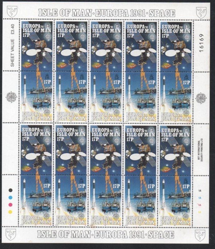 Isle of Man Sc  468-71 1991 Europa, Space, stamp set in sheets mint NH