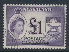 Nyasaland SG 198  SC# 122  Used   Revenue Stamp Opt POSTAGE  see details 