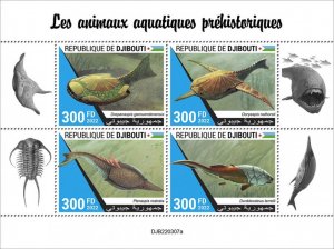 2022/04- DJIBOUTI - PREHISTORIC WATER ANIMALS                     4V   MNH **
