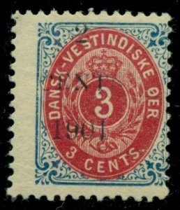 DANISH WEST INDIES #24bv (24v4) 2CENTS 1901 SMALL DIGITS Ovpt, LH, Facit $1,050