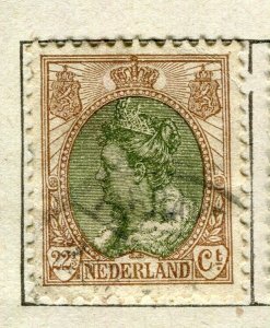 NETHERLANDS; 1898 early classic Wilhelmina issue used 22.5c. value