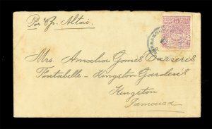 COLOMBIA 1904 Barranquilla Issues  5 Pesos Sc# 220 on STEAMSHIP cover to JAMAICA