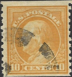 US Scott #497 Used VF 10 Cent Perf 10 Vert. Benjamin Franklin Coil Stamp