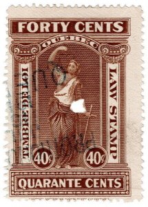 (I.B) Canada Revenue : Quebec Law Stamp 40c (1912)