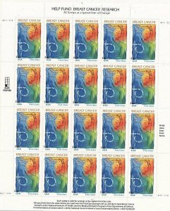 USA 2000 BREAST CANCER  20 STAMP SHEET MNH 