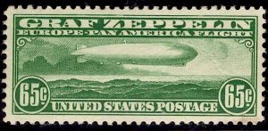 US Stamp #C13 65c Zeppelin MINT Hinged SCV $175. Deep color, Nicely centered.