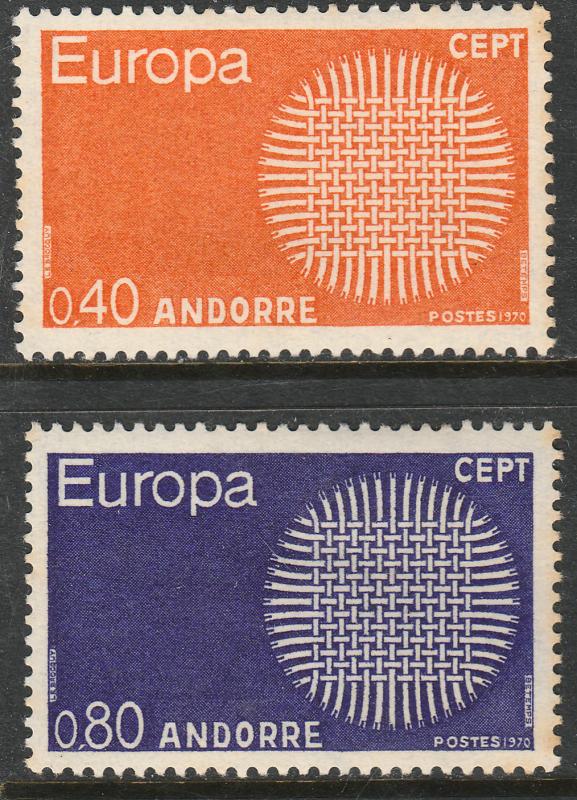 ANDORRA-FRENCH 196-197 EUROPA CEPT 1970. MINT, NH. (203)