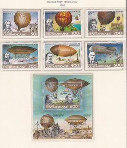 Central Africa # 608-613, 614, Manned Flight Bicentennial, Mint. NH 1/2 Cat.