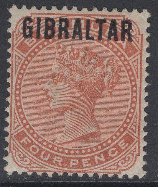 GIBRALTAR SG5 1886 4d ORANGE-BROWN MTD MINT