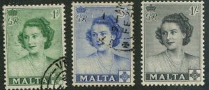 Malta SC# 229-31 Princess Elizabeth set U/U/MH