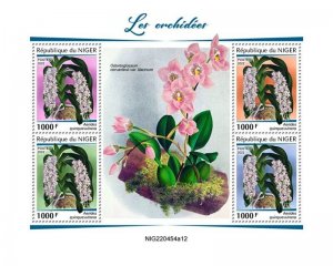 Niger - 2022 Orchids, Aerides Quinquevulnera - 4 Stamp Sheet - NIG220454a12