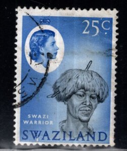 Swaziland Scott 104 Used From 1962  QE2 set Native Warrior