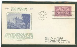 US 795 1937 3c Establishment of the Northwest Territory - Ordinance of 1787 (single) on an addressed first day cover with a Gran