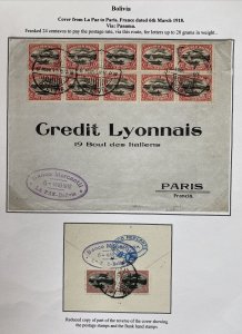 1918 La Paz Bolivia Merchant Bank Commercial Cover To Paris France