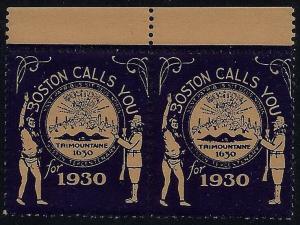 1930 Boston Calls You 300th Anniv. 1630-1930 Pair Cinderella Poster Stamps MNH