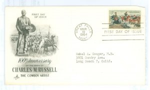 US 1243 1964 Charles M. Russell, art, artists, typed address, corner crease.