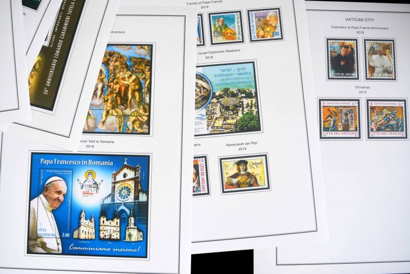 COLOR PRINTED VATICAN CITY 2011-2020 STAMP ALBUM PAGES (48 illustrated pages)