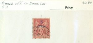 FRANCE Offices in ZANZIBAR #8, Used, Scott $32.50