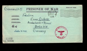 POW Prisoner of War New York Oct 1944 Scarce H German Censor US Censor Cover 9h