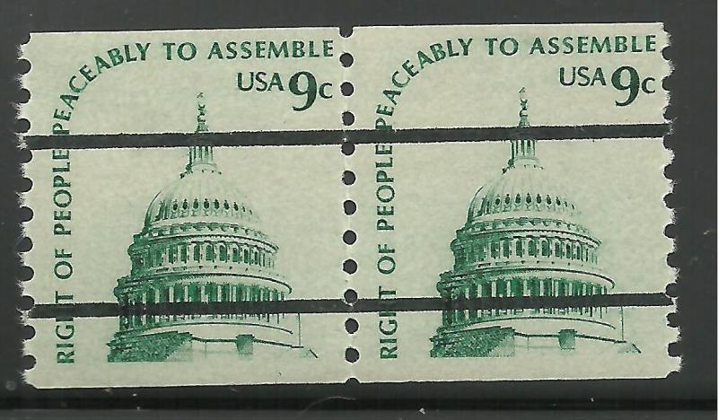 #1616 Peaceful Assembly Coil untagged precancelled Pair Mint NH shinygum