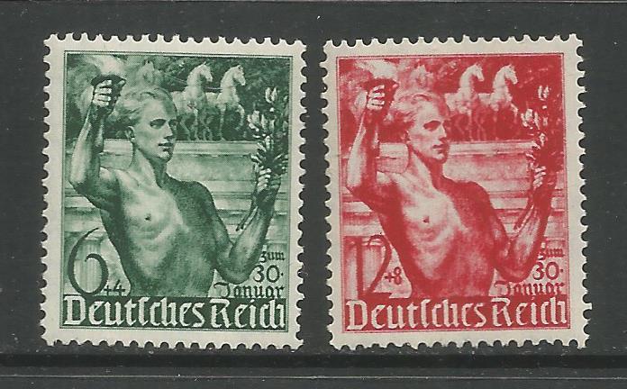 GERMANY  B116-B117  MNH,  YOUTH CARRYING TORCH AND LAUREL