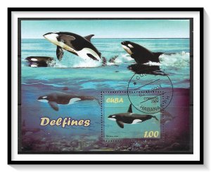 Caribbean #4430 Dolphins Souvenir Sheet CTO