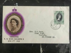 1953 Leeward Islands First Day Cover QE II Queen Elizabeth coronation FDC