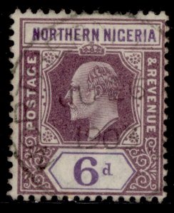 NORTHERN NIGERIA EDVII SG15a, 6d dl purple/violet, VFU CDS DAMAGED FRAME & CROWN