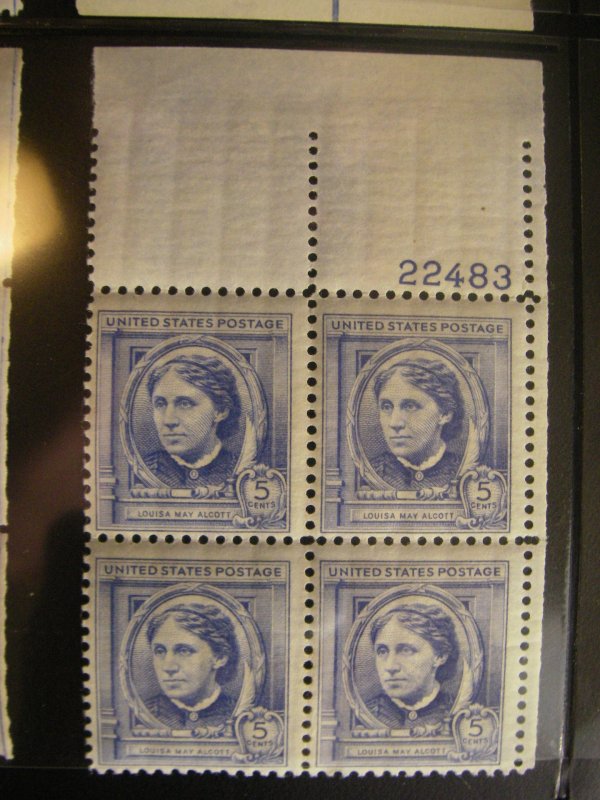 Scott 862, 5c Louisa May Alcott, PB4 #22483 UR, MNH Famous Americans Beauty