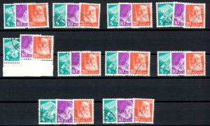 SWITZERLAND, FRANCHISE STAMPS GRILLED PAPER, NO NUMBER OF CONTROL LOT OF 10 SETS