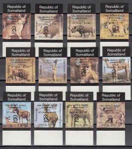 Somaliland, 1999 issue. Wild Animals IMPERF set. o/p Chile Scout Jamboree. ^