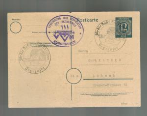 1947 Dachau West Germany 2 Year Liberation Anniversary Postcard Cover to Lubeck