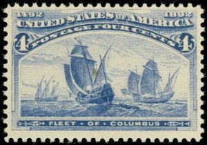 US SCOTT #233, Mint-VF-NH COLUMBIAN Stamp, PSAG Cert, GREAT COLOR! SCV $140.00!