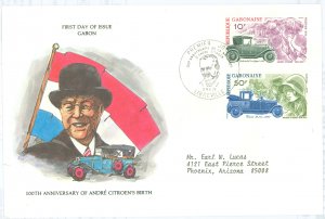 Gabon 395-96 1978 100th anniversary of Andre Citroen's birth, autos, addressed, Postal Commerative Society FDC