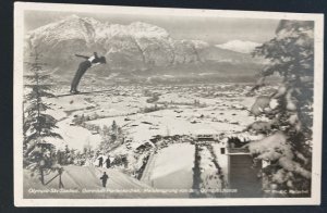 1935 Munich Germany RPPC Postcard Cover Ski Stadium Winter Olympic Games